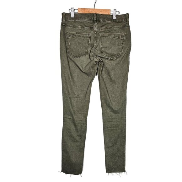 Express Stretch Ankle Legging Mid-Rise Cut Off Jeans Distressed Women Size 0R - Picture 2 of 12